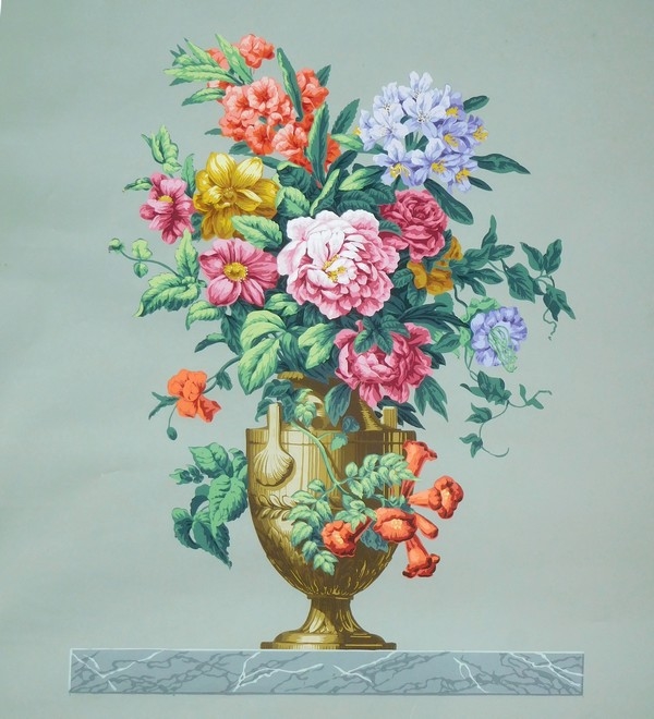 Zuber : série de 4 dessus de porte en papier peint de style Louis XVI identiques