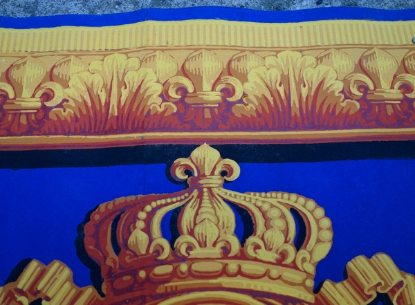 Papier peint royal aux armes de Charles Philippe de France, futur Charles X, époque Restauration