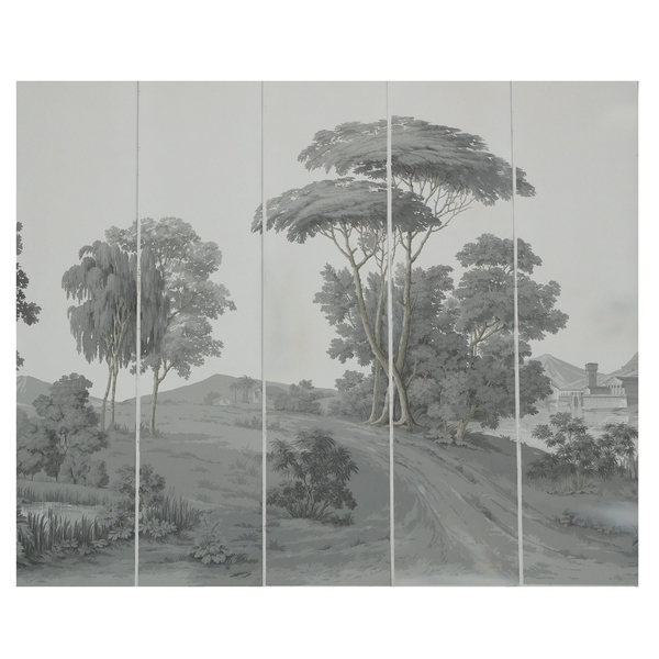 Papier peint panoramique Zuber jamais posé : paysage Italien grisaille 380cm x 240cm