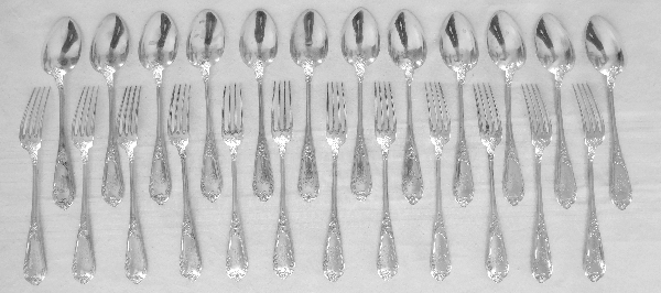 6 fourchettes à entremets de style Louis XV en argent massif, poinçon Minerve, par Henri Soufflot