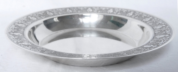 Assiette à bouillie en argent massif, poinçon Minerve