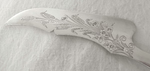 Couteau à beurre d'époque Napoléon III en argent massif, poinçon Minerve par Philippe Berthier