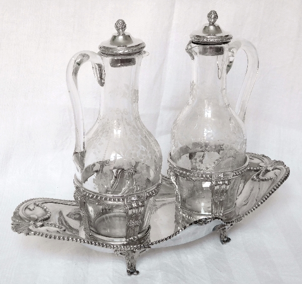 Huilier vinaigrier en argent massif d'époque Louis XVI - Paris, 1781 - poinçons Fermiers Généraux