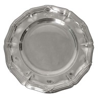 Assiette ou plat circulaire en argent massif par Odiot, 400g, poinçon Minerve