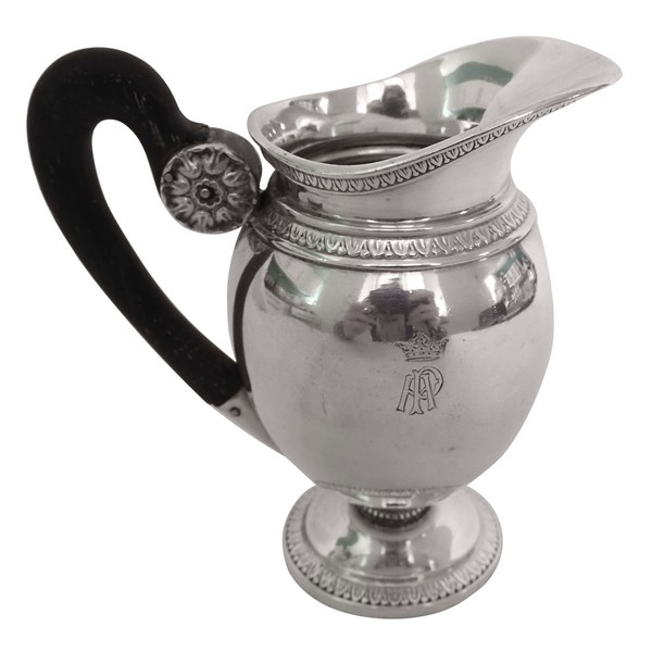 Puiforcat : pot à lait de style Empire en argent massif, couronne de Marquis, poinçon Minerve