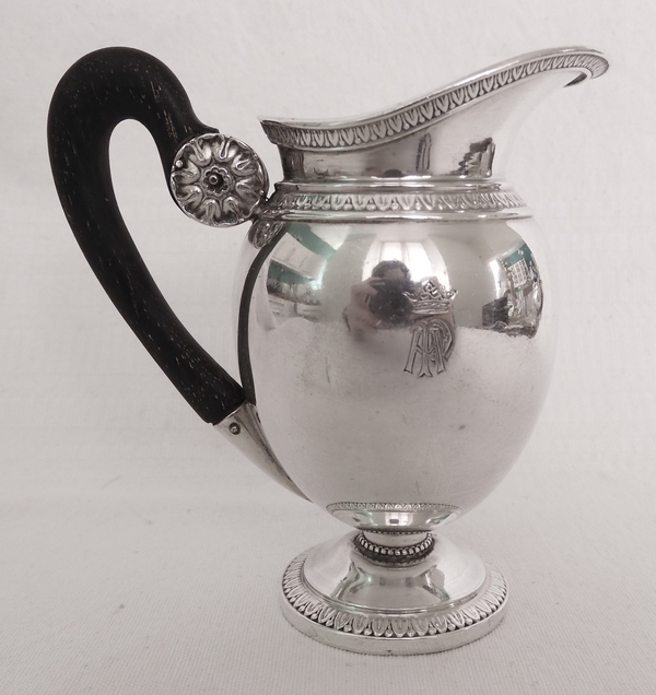 Puiforcat : pot à lait de style Empire en argent massif, couronne de Marquis, poinçon Minerve