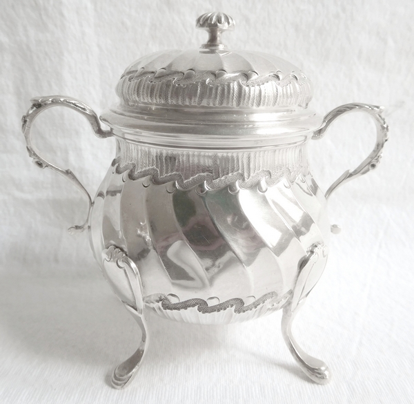 Tétard Frères : sucrier égoïste de style Louis XV Rocaille en argent massif, poinçon Minerve