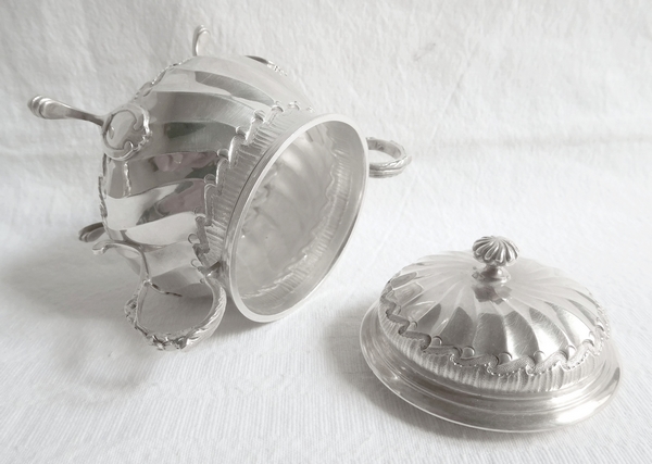 Tétard Frères : sucrier égoïste de style Louis XV Rocaille en argent massif, poinçon Minerve