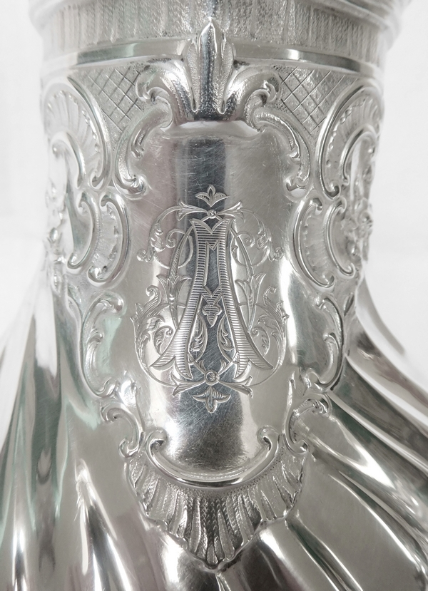 Verseuse / théière de style Louis XV Rocaille en argent massif et vermeil, poinçon Minerve, époque fin XIXe siècle
