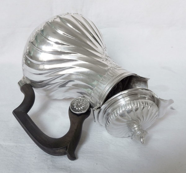Verseuse / théière de style Louis XV Rocaille en argent massif et vermeil, poinçon Minerve, époque fin XIXe siècle