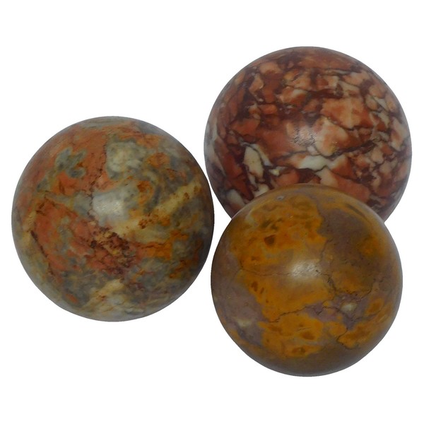 Souvenir du Grand Tour : 3 boules en marbre décoratives d'époque XIXe