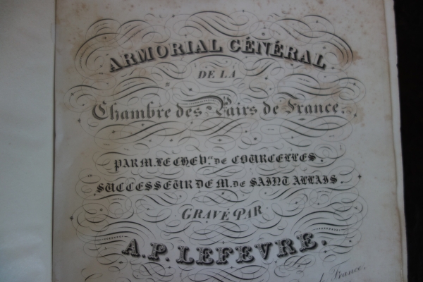 Noblesse Française - Armorial général de la Chambre des Pairs - 286 gravures d'armoiries - 1822