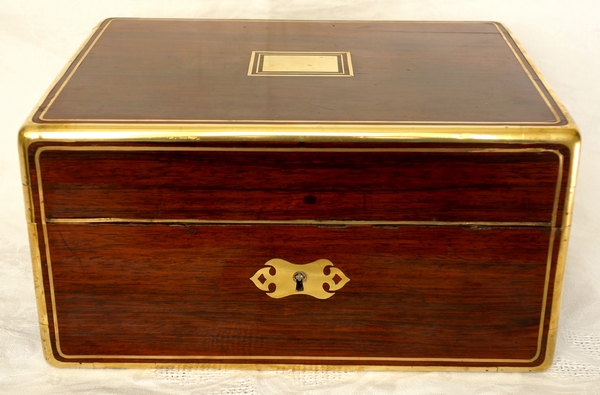 Coffret à bijoux d'époque Napoléon III en placage d'acajou et laiton