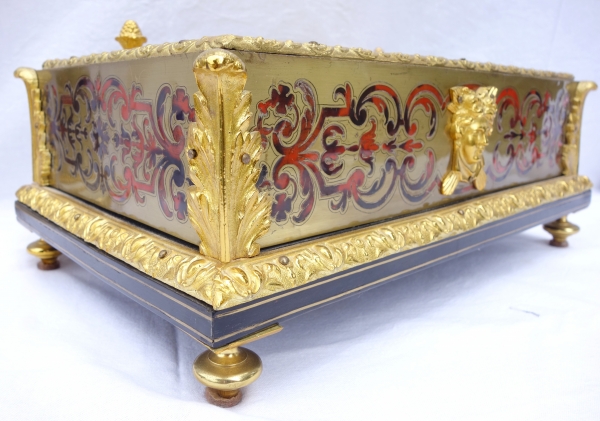 Grand encrier de style Louis XIV, nécessaire de bureau en marqueterie Boulle et bronze doré à l'or fin