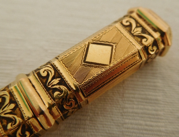 Etui à cire - cachet en or massif 18 carats, poinçon Coq de Paris, époque Empire - 18g