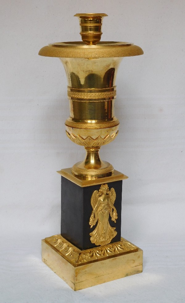 Vase urne cassolette en bronze patiné et doré au mercure et patiné d'époque Empire
