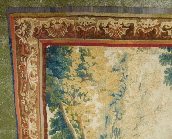 Tapisserie d'Aubusson polychrome d'époque Louis XV - XVIIIe : le gardien de chèvres - 255cm x 280cm