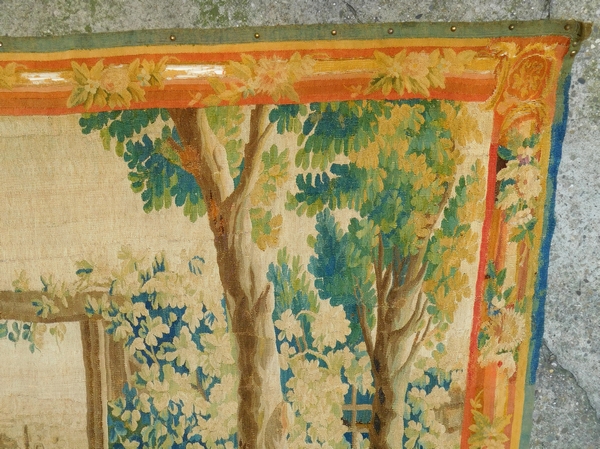 Tapisserie d'Aubusson polychrome, laine et soie : la perte de l'innocence, époque Louis XVI - 208cm x 305cm