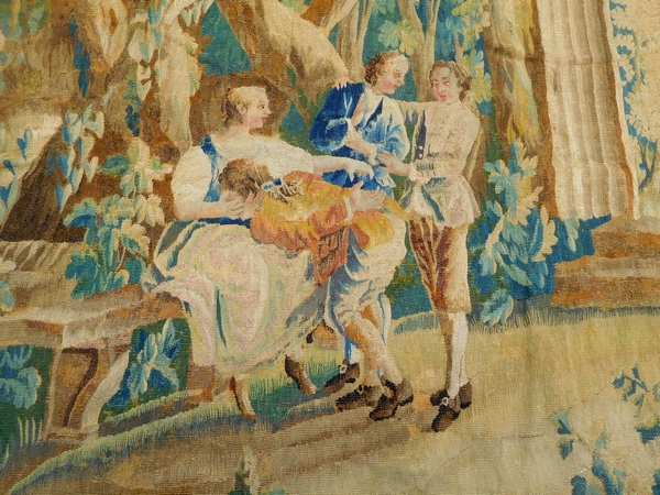 Tapisserie d'Aubusson polychrome, laine et soie : la perte de l'innocence, époque Louis XVI - 208cm x 305cm