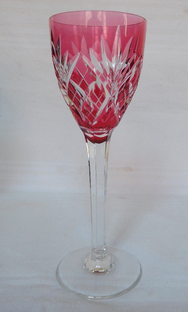 6 verres à vin du Rhin en cristal de St Louis overlay, modèle Chantilly - signés