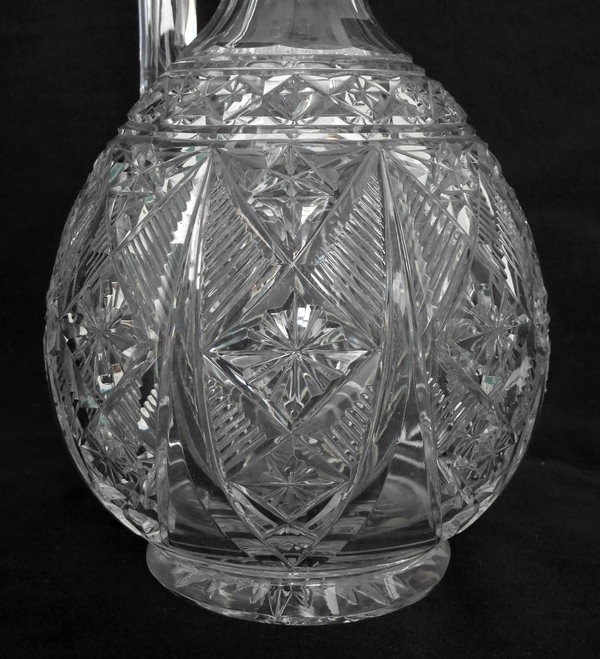 Aiguière carafe à anse en cristal de Baccarat finement taillé forme 9056 - étiquette papier
