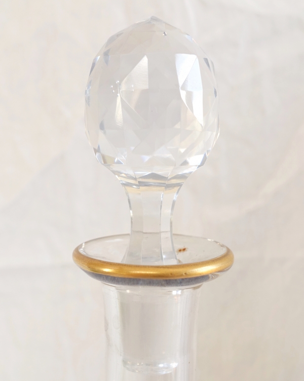 Carafe à liqueur en cristal de Baccarat émaillé et doré - rare modèle Art Nouveau d'époque 1900