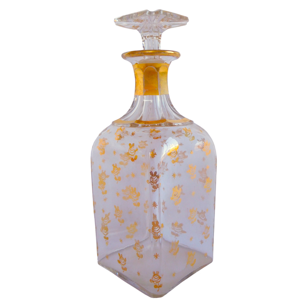 Carafe à liqueur / carafe à whisky d'époque Napoléon III en cristal de Baccarat doré