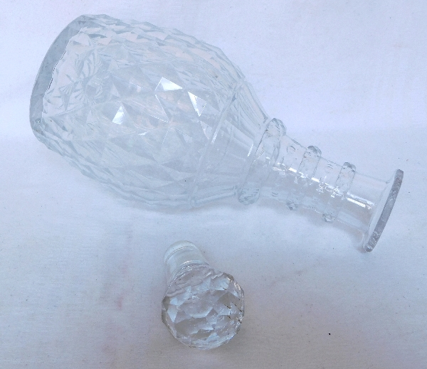 Carafe à vin / flacon à whisky en cristal, Le Creusot ou Baccarat époque Restauration 1820 - 1830