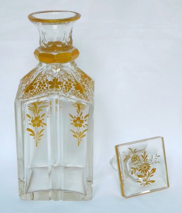 Carafe à whisky ou liqueur en cristal de Baccarat doré, époque Napoleon III