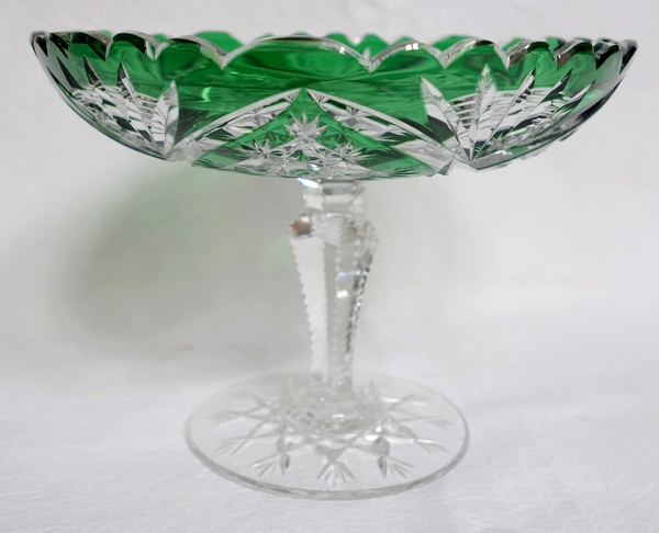 Coupe à bonbons en cristal de Baccarat overlay vert sapin, époque 1900