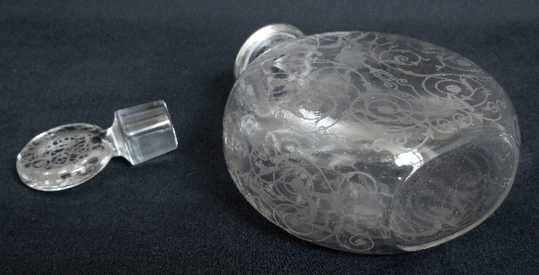 Flacon à parfum en cristal de Baccarat, modèle Michelangelo, cerclage argent massif - 13cm
