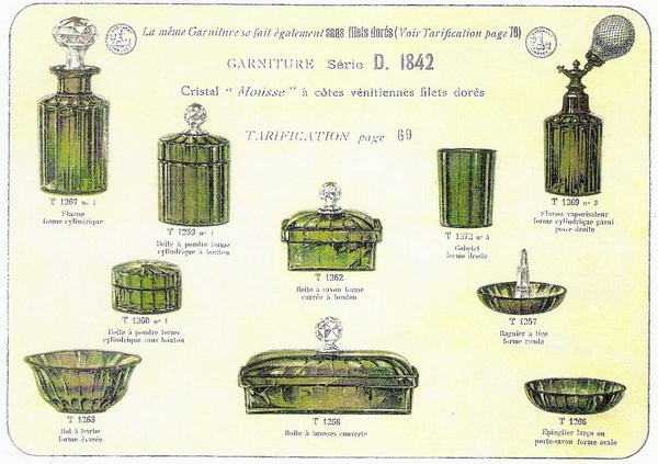 Grand flacon de toilette en cristal de Baccarat vert chartreuse à côtes vénitiennes - 19,5cm