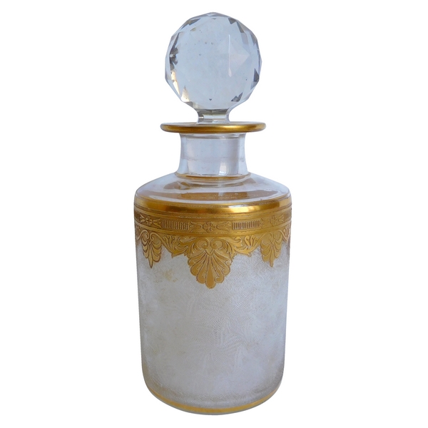 Grand flacon à parfum en cristal de St Louis, modèle Nelly Empire doré - 20cm