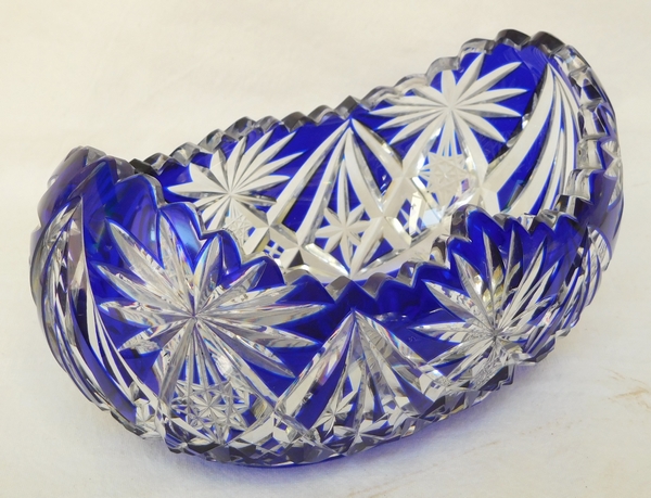 Jardinière en cristal de Saint Louis, cristal overlay bleu cobalt
