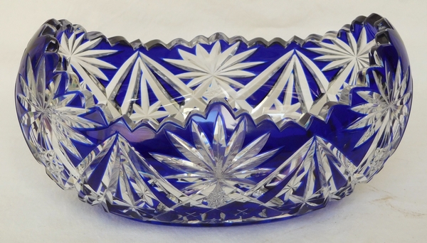 Jardinière en cristal de Saint Louis, cristal overlay bleu cobalt