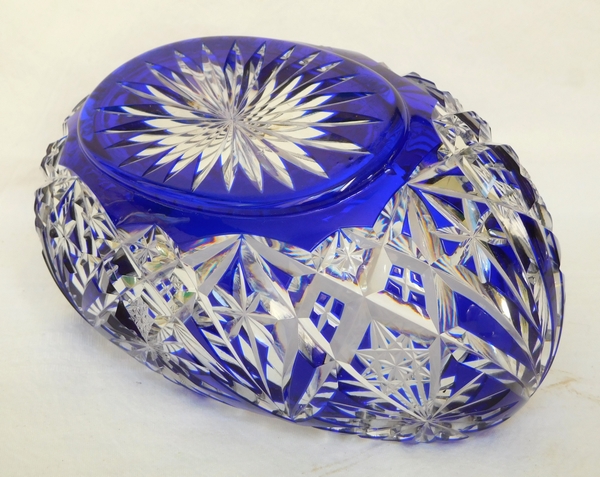 Jardinière en cristal de Saint Louis, cristal overlay bleu cobalt