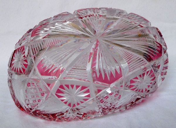 Jardinière en cristal de Saint Louis, cristal overlay rose
