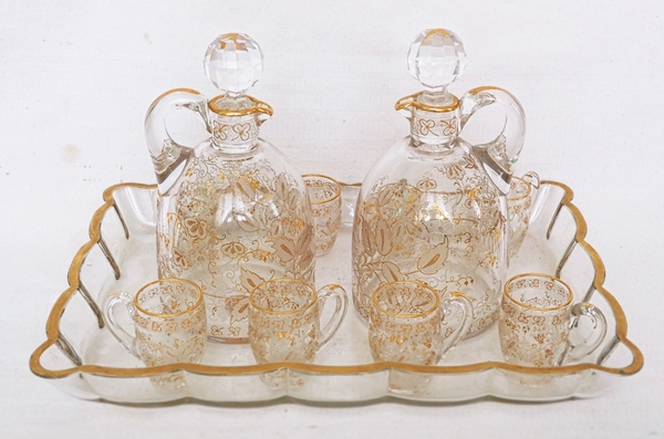 Service à liqueur en cristal de Baccarat gravé et doré à l'or fin, gravure 4360 - 10 pièces