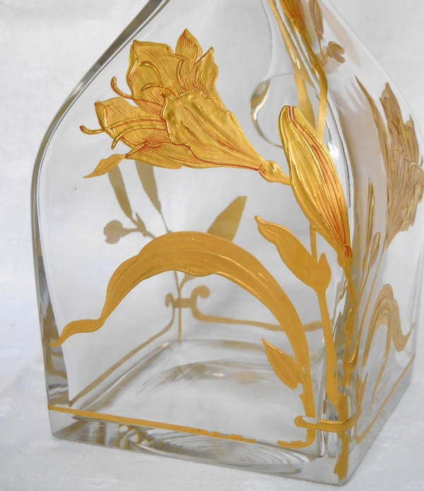 Rare service à porto en cristal de Baccarat doré, époque Art Nouveau - étiquette papier