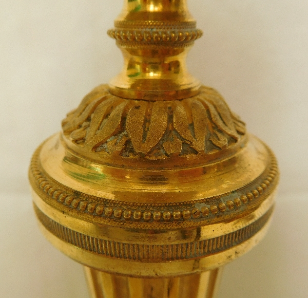 4 flambeaux / bougeoirs en bronze doré, époque Louis XVI - XVIIIe Siècle - château de Fontainebleau