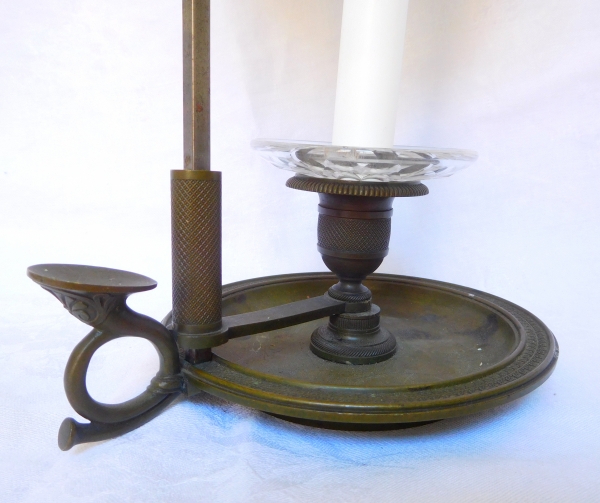 Lampe bouillotte de chevet en bronze patiné d'époque Restauration