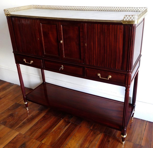 Console desserte en acajou d'époque Louis XVI, fin XVIIIe siècle