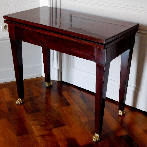 Table à jeux d'époque Empire en acajou et ébène, entourage de Jacob Desmalter