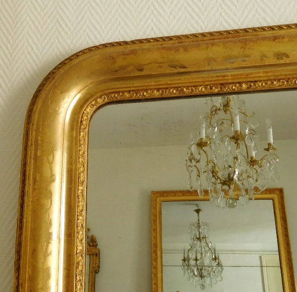Miroir en bois doré à la feuille d'or, glace au mercure, époque Napoléon III