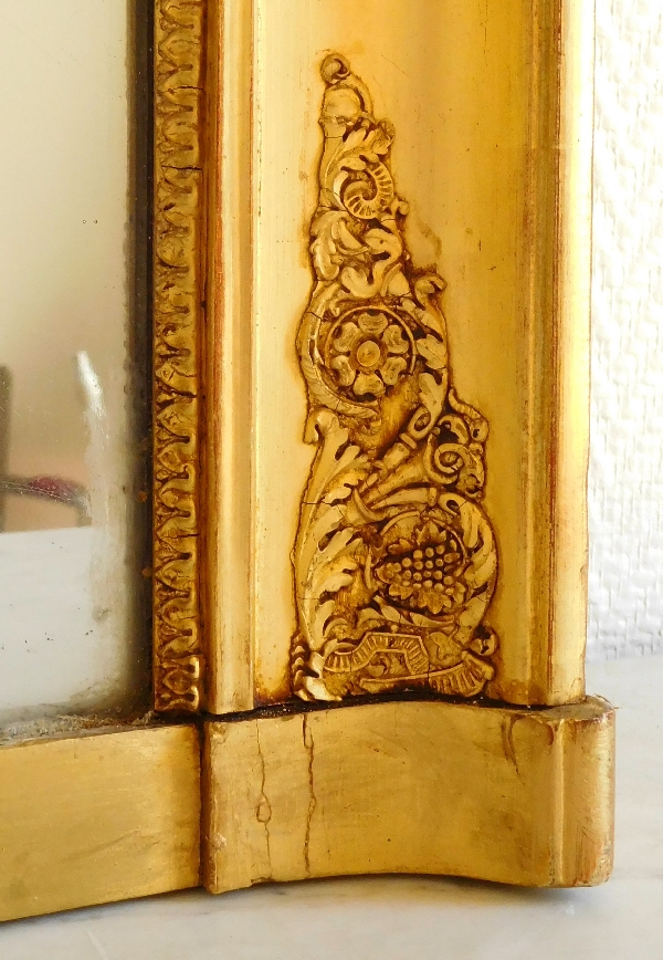 Miroir de cheminée en bois doré, glace au mercure en 2 parties, époque Empire, 88,5cm x 129cm