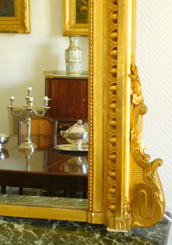 Très grand miroir en bois doré de style Louis XVI vers 1880 - 186cm x 140cm