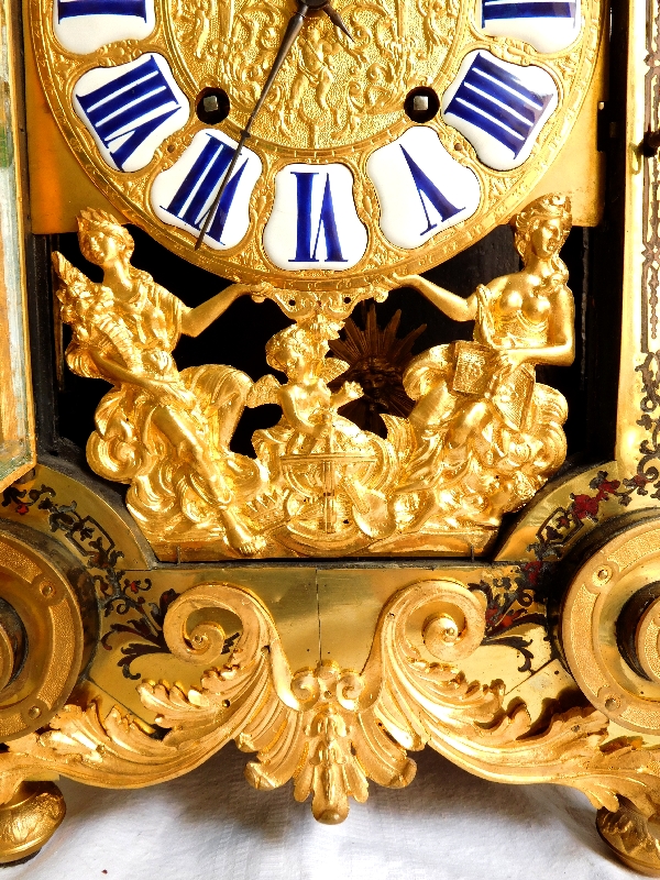 Pendule cartel d'époque Louis XIV par Fiacre Clement en marqueterie Boulle