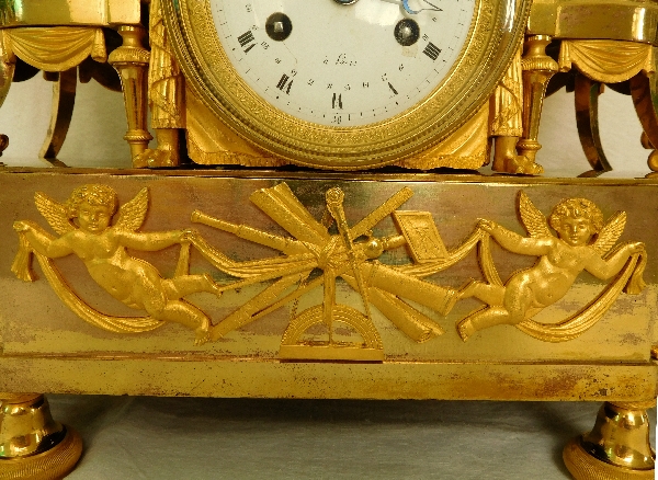 Pendule la leçon d'astronomie d'Après Reiche Claude Galle & Grand Girard, bronze doré, époque Empire