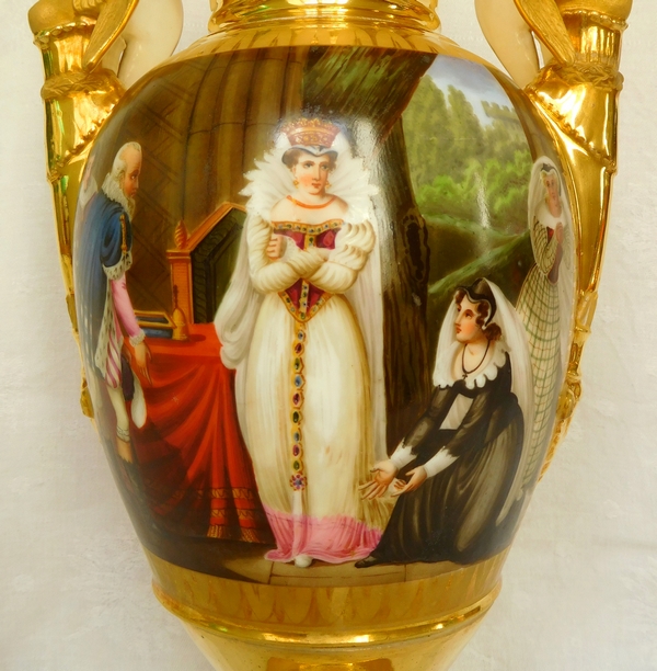 Grand vase d'ornement en porcelaine d'époque Empire - manufacture Meslier - 38,5cm