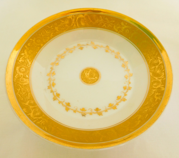 Service à café Empire en porcelaine de Paris dorée, 15 pièces, époque XIXe siècle